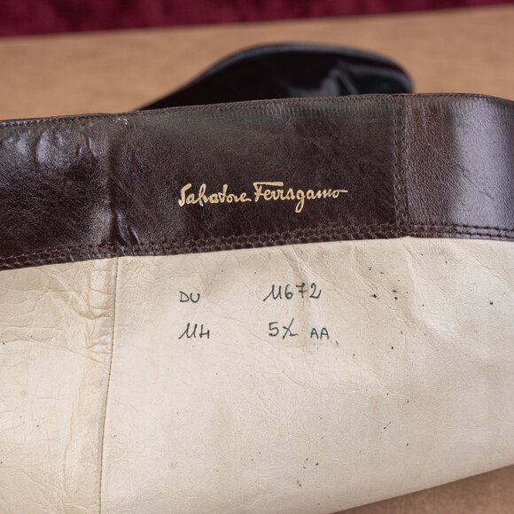 Salvatore Ferragamo Wmn Black Leather Narrow Riding Equestrian Knee Boots sz 5.5 - Picture 9 of 10